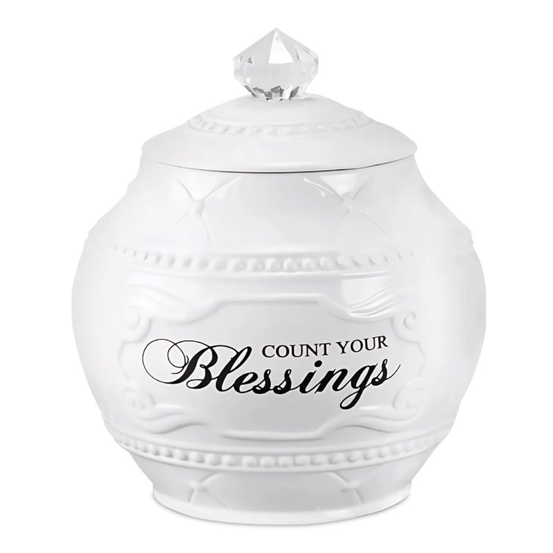 Young's Inc. Ceramic Jar with 36 Blessing Cards - 6" L x 6" W x 7" H - Spiritual Gifts for Women - Motivational Desk Decor - Image 1